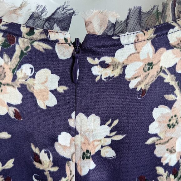 CLUB MONACO Purple Pink Kaveh Floral Print Chiffon Trim Dress size 0 @i - Picture 11 of 14